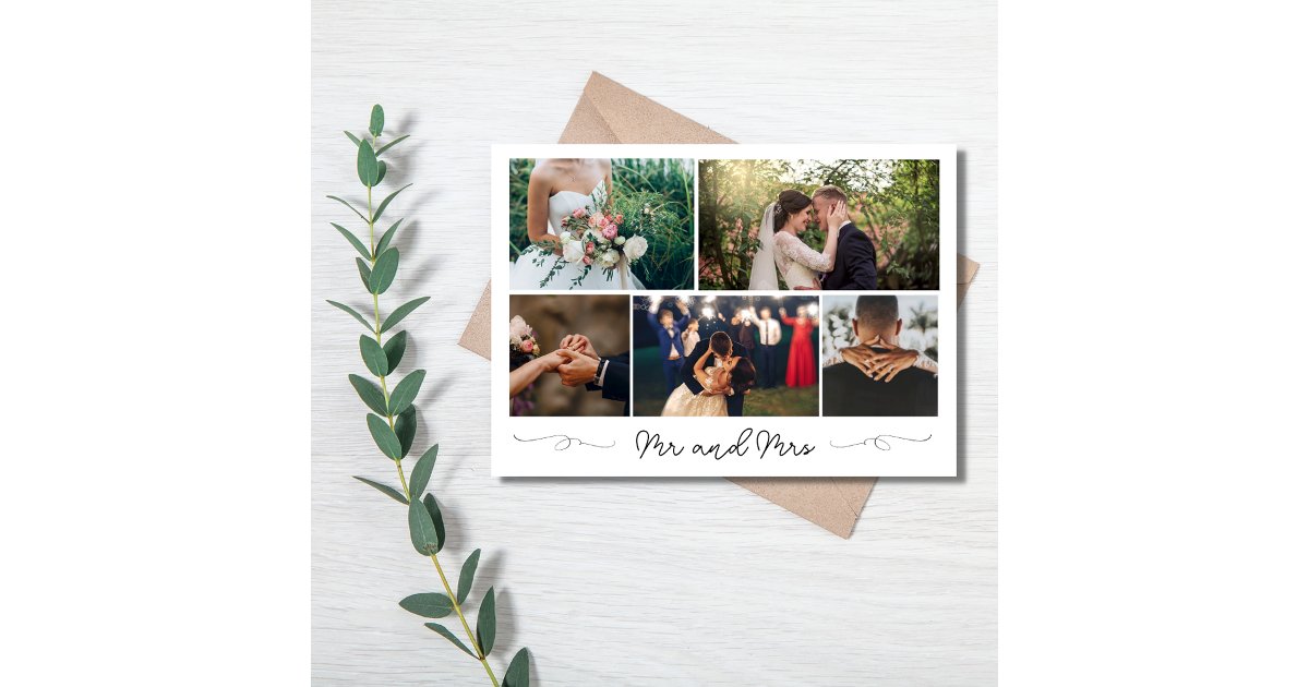 Modern Photo Collage Wedding Thank You Card | Zazzle