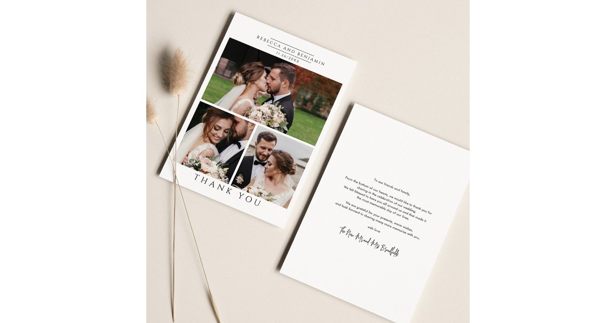 Modern Photo Collage Wedding Thank You Card | Zazzle
