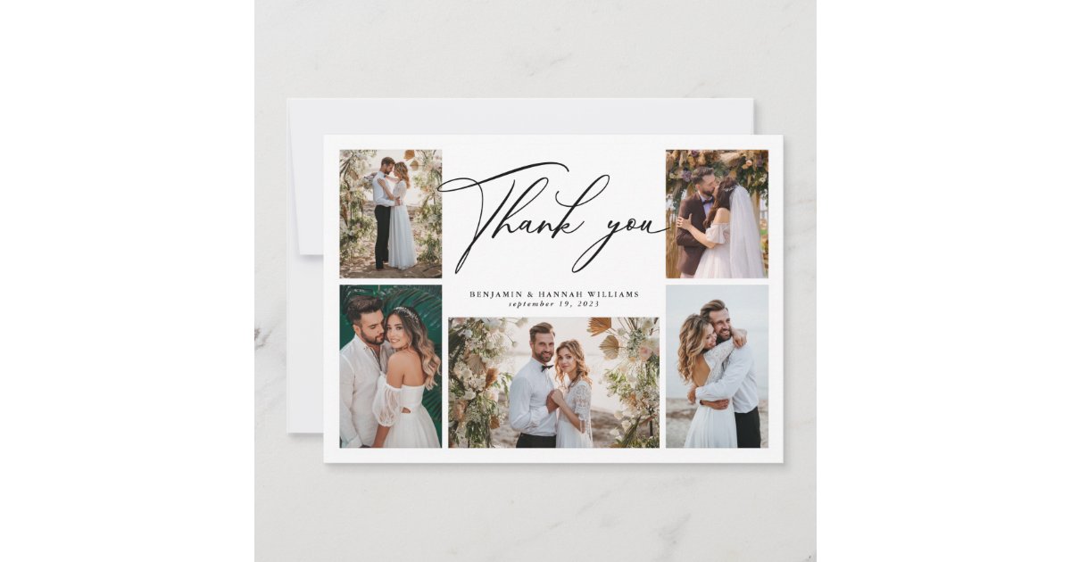 Modern Photo Collage Wedding Thank You Card | Zazzle