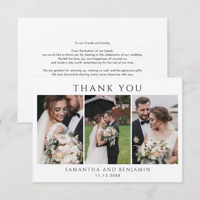 Modern Photo Collage Wedding Thank You Note Card | Zazzle