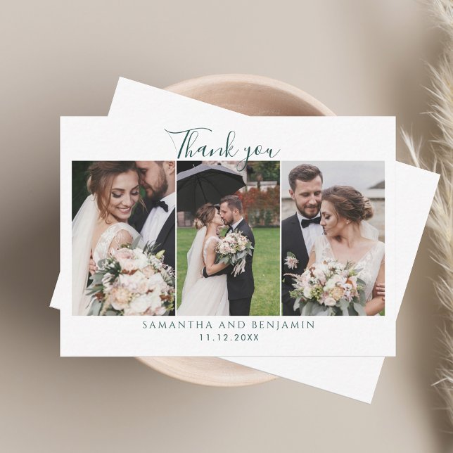 Modern Photo Collage Wedding Thank You Note Card (Modern Photo Collage Wedding Thank You Note Card)