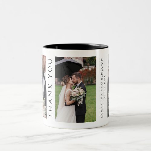 Modern Photo Collage Wedding Thank You Two_Tone Coffee Mug