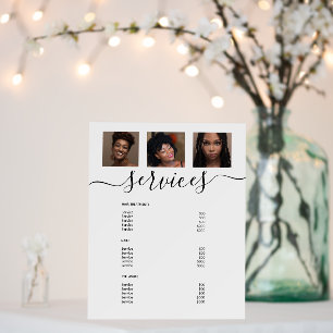 Modern Photo Collage White Spa Salon Service Menu Foam Board