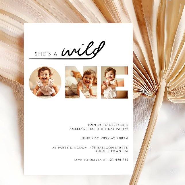 Modern Photo Collage Wild One 1st Birthday Invitation (Creator Uploaded)