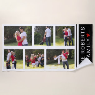 Modern photo collage with six photos beach towel