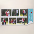 Modern photo collage with six photos blue