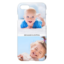 Modern Photo Collage Your 2 Photos and Custom Text iPhone 8/7 Case