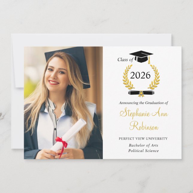 Modern Photo College Graduation Announcement (Front)