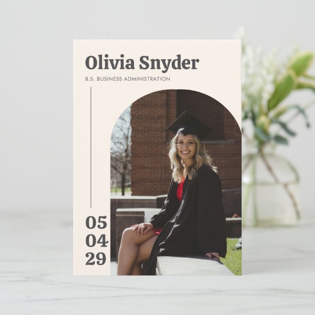 Modern Photo College Graduation Party Invitation (Standing Front)