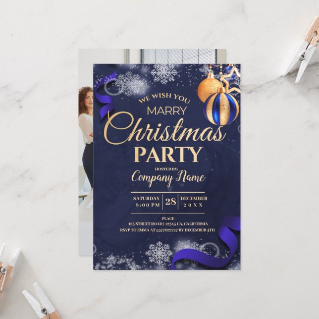 Modern Photo Company Christmas Party Invitation (Front/Back In Situ)