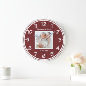 Modern Photo Couples Wedding Anniversary Large Clock | Zazzle