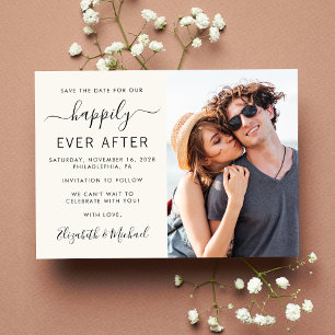 Modern Photo Cream Wedding Save The Date