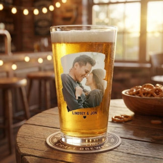 Modern Photo Custom Name or Message Beer  Glass