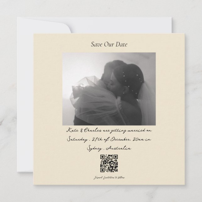 Modern photo Custom QR code Save The Date Invitati Invitation (Front)