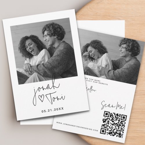 Modern Photo Custom QR Code Save the Date Invitation