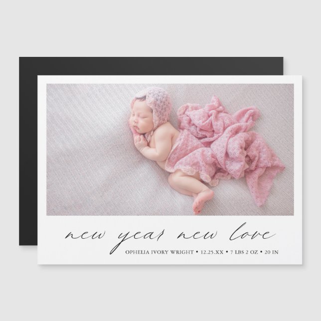 Modern Photo Cute Holiday Birth Announcement (Front/Back)
