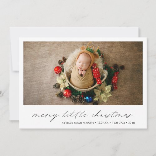 Modern Photo Cute Holiday Christmas Birth Announcement