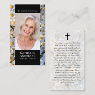 Modern Photo Daises Memorial Prayer Card