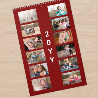 Modern Photo Dark Red Cover Calendar