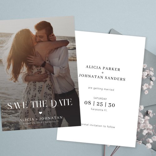 Modern photo destination wedding  save the date