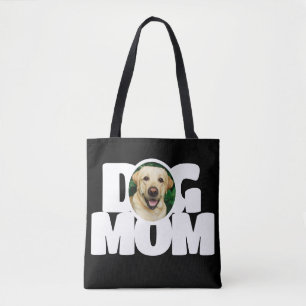 Modern Photo Dog Mom Simple Black Tote Bag