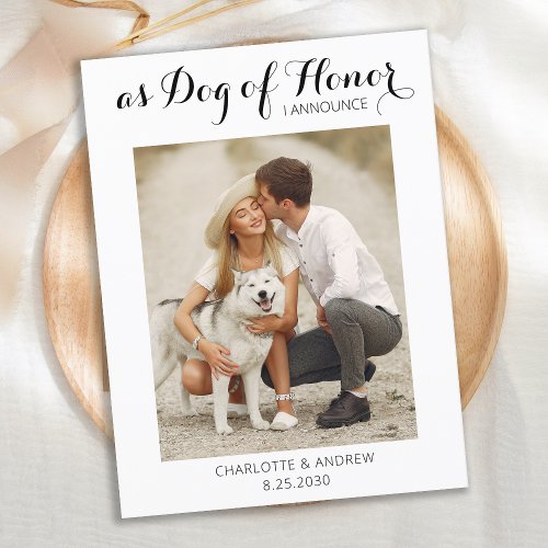 Modern Photo Dog Of Honor Wedding Save The Date Announcement Postcard