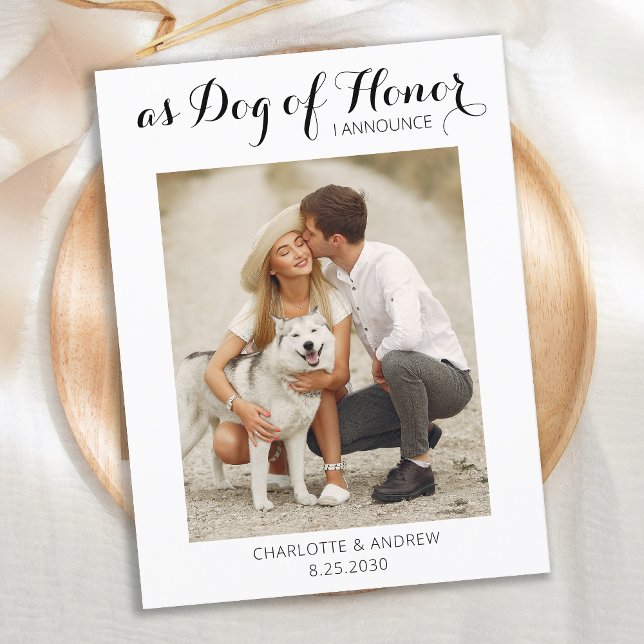Modern Photo Dog Of Honor Wedding Save The Date Announcement Postcard (Creator Uploaded)