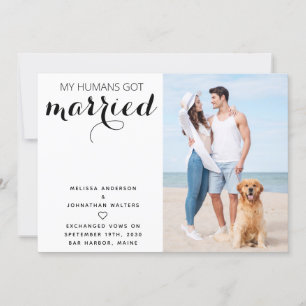 Modern Photo Dog Wedding Elopement Announcement