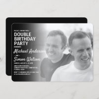 Modern Photo Double Birthday Party Invitation