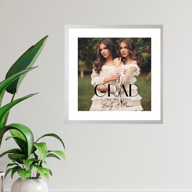 Modern Photo Double Graduate High School  Foil Prints (Creator Uploaded)