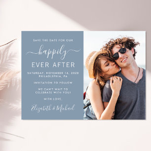 Modern Photo Dusty Blue Wedding Save The Date