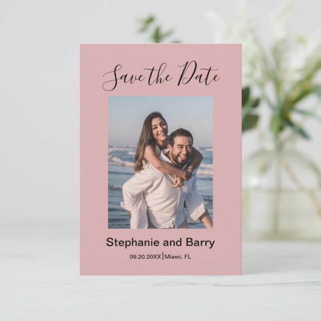 Modern Photo Dusty Pink Save The Date (Standing Front)