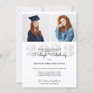 Modern Photo Edit Any Year Graduation  Invitation