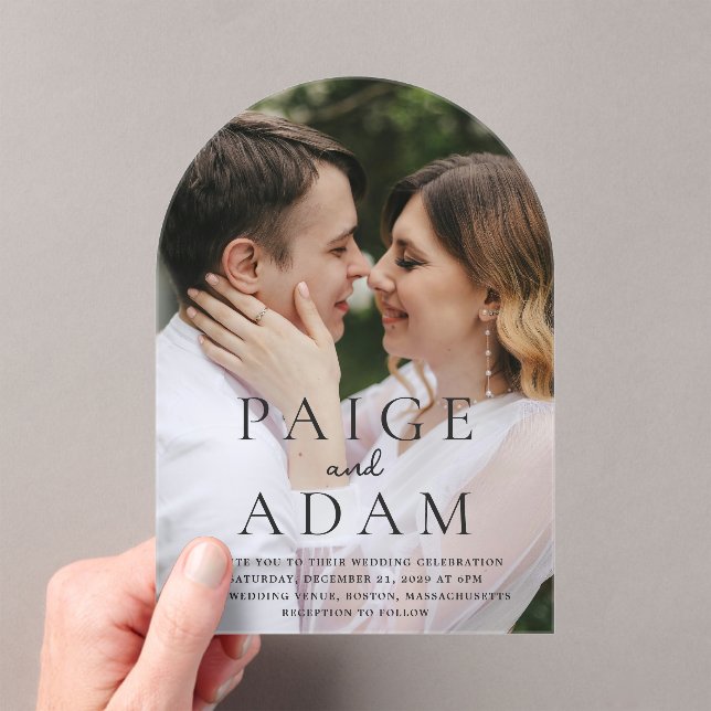 Modern Photo Editorial Wedding Acrylic Invitations (Insitu (Handheld))