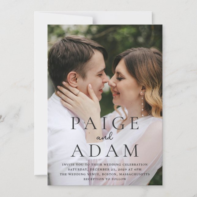 Modern Photo Editorial Wedding Magnetic Invitation (Front)