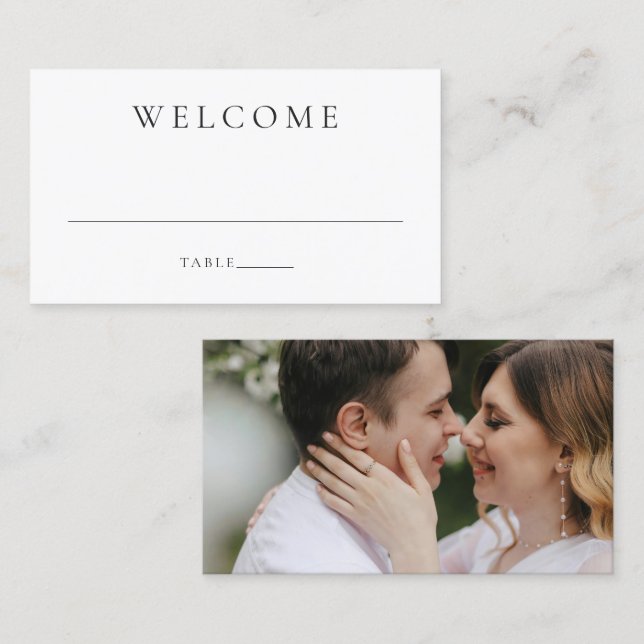 Modern Photo Editorial Wedding Place Card (Front/Back)