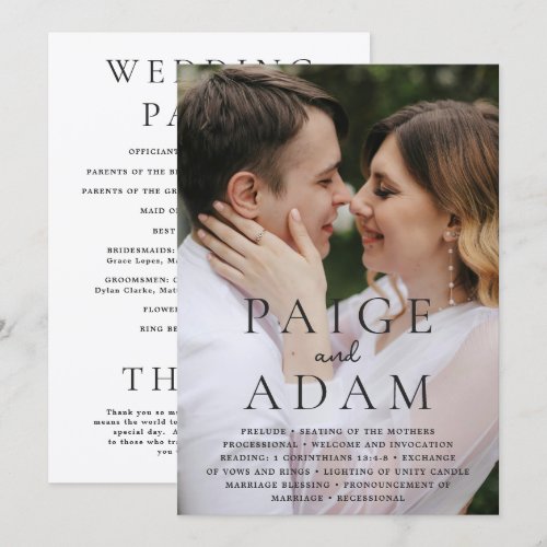 Modern Photo Editorial Wedding Program