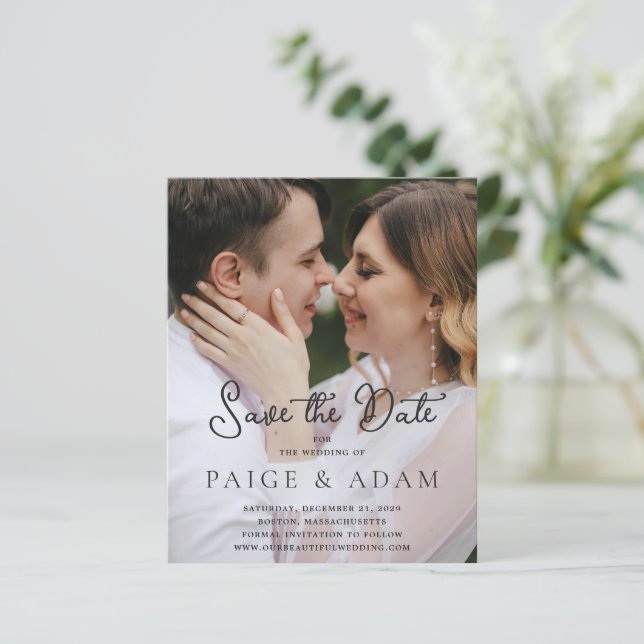 Modern Photo Editorial Wedding Save the Date (Standing Front)
