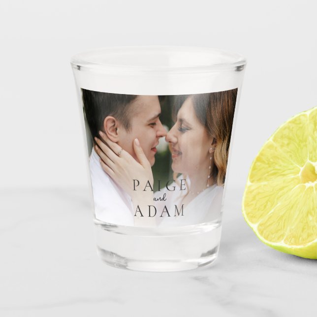 Modern Photo Editorial Wedding Shot Glass (Front)
