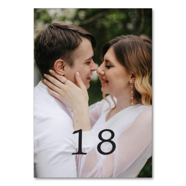 Modern Photo Editorial Wedding Table Number (Front)