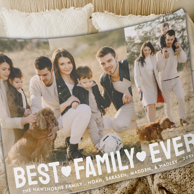 Modern Photo Elegant Best Family Ever Collage Fleece Blanket (Creator Uploaded)