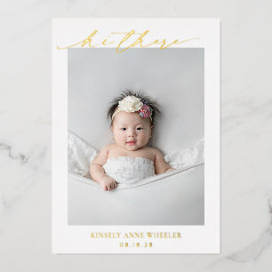 Modern Photo Elegant Birth Foil Announcement 
