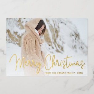 Modern Photo Elegant Christmas Foil Holiday Card