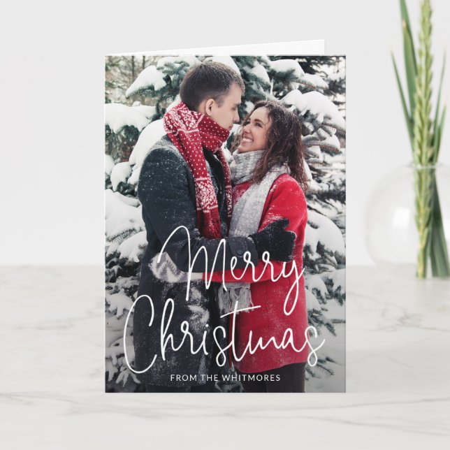 Modern Photo Elegant Christmas Holiday Card (Front)