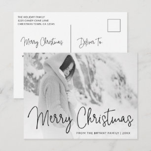 Modern Photo Elegant Christmas Holiday Postcard