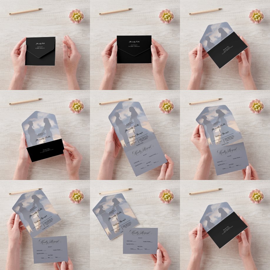 Modern Photo Elegant Customized Wedding All In O All In One Invitation