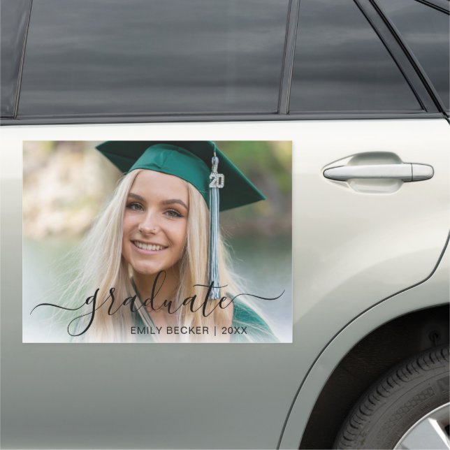 Modern Photo Elegant Graduation Car Magnet (In Situ)