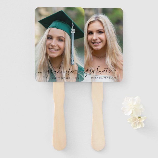 Modern Photo Elegant Graduation Hand Fan (Front and Back)