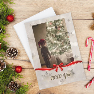 Modern photo elegant script Christmas Card