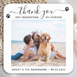 Modern Photo Elegant Script Thank You Pet Wedding Square Paper Coaster<br><div class="desc">Thank You for celebrating my humans! Add the finishing touch to your wedding with these cute custom photo wedding coasters . Perfect for your wedding after party and reception, and as wedding favors for your guests. Customize these photo dog wedding coasters with your favorite wedding photo, dog of honors photo,...</div>